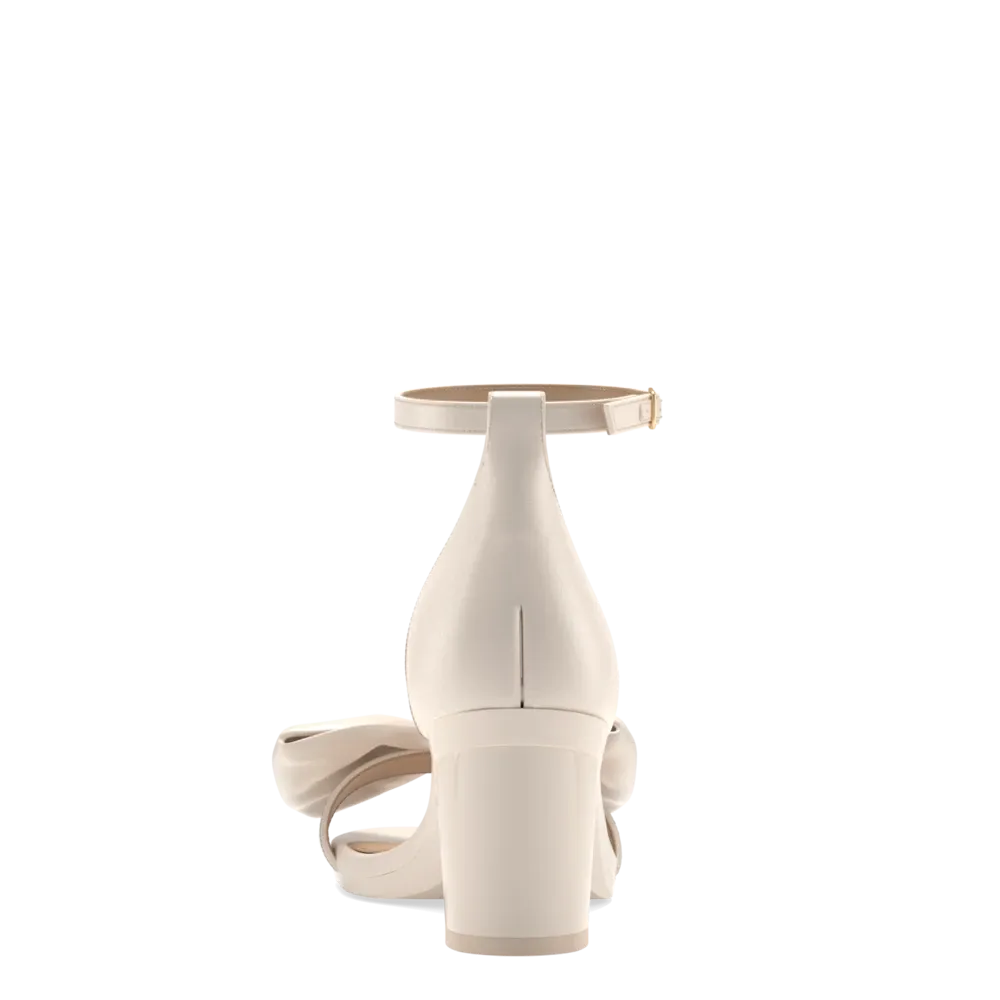 The Pashionista - Ivory Satin Bow   Block Heel Kit 3 Ivory - FINAL SALE