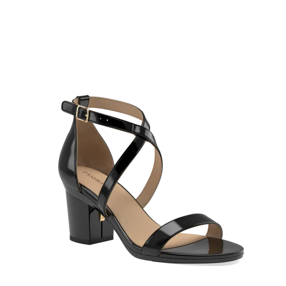 The Sandal - Coal Patent   Block Heel Kit 3 Coal - FINAL SALE