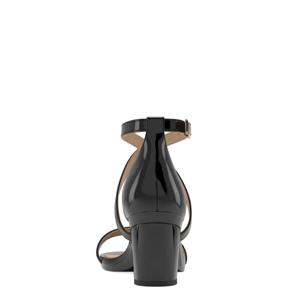 The Sandal - Coal Patent   Block Heel Kit 3 Coal - FINAL SALE