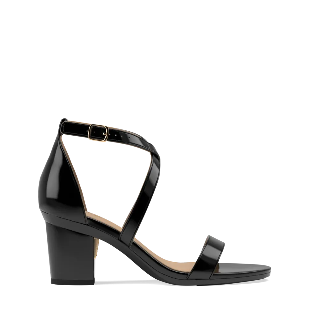 The Sandal - Coal Patent   Block Heel Kit 3 Coal - FINAL SALE