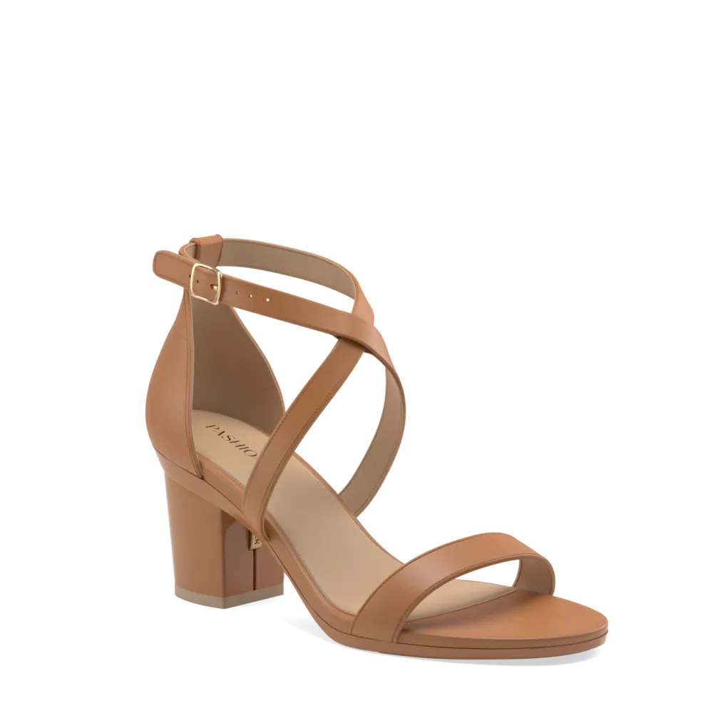The Sandal - Whiskey Leather   Block Heel Kit 3 Whiskey
