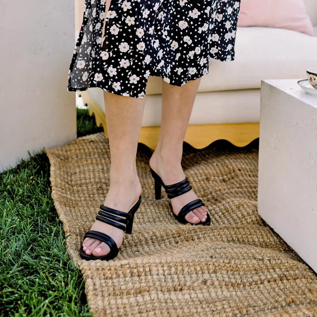 The Slide - Coal Vegan Leather Rope 4 Block - FINAL SALE