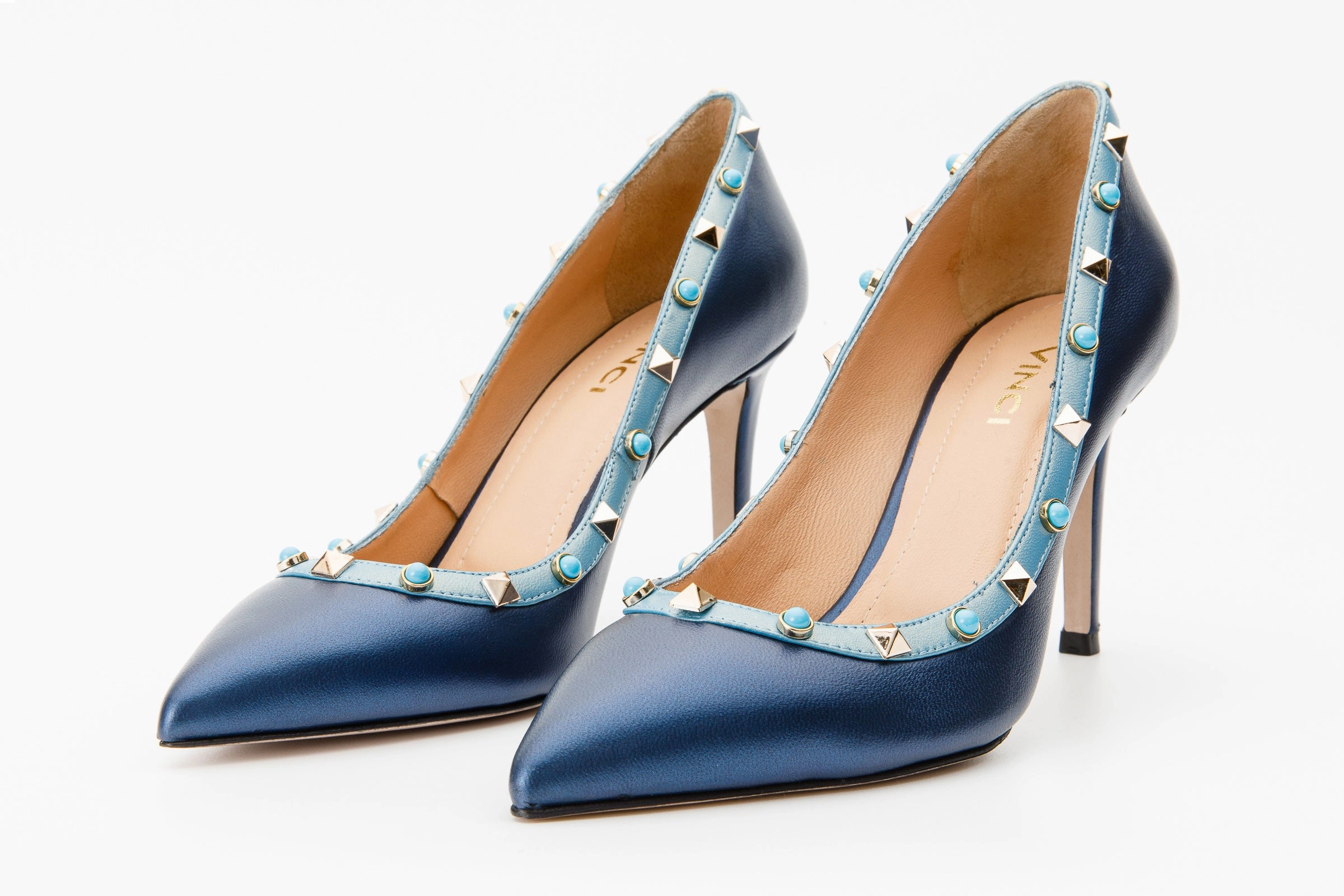 The Tikapur Blue Leather Pump Women Shoe