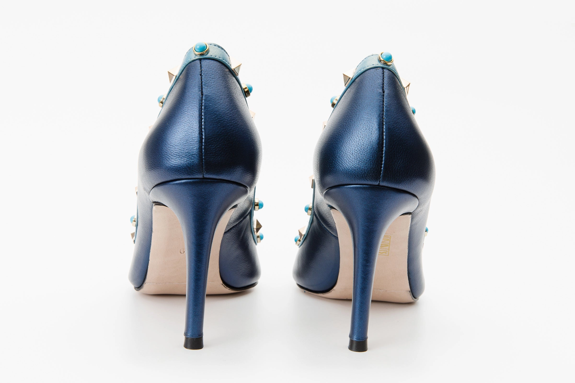 The Tikapur Blue Leather Pump Women Shoe