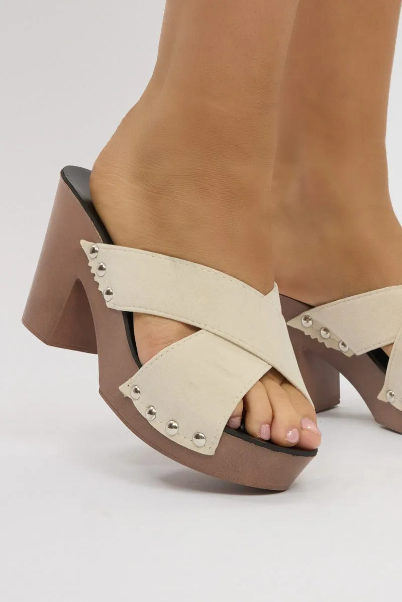 White Cross Strap Platform Sandals