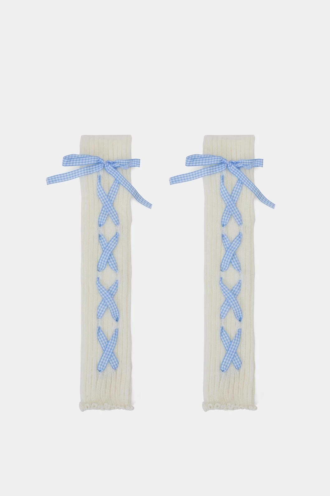 White Lace Up Leg Warmers