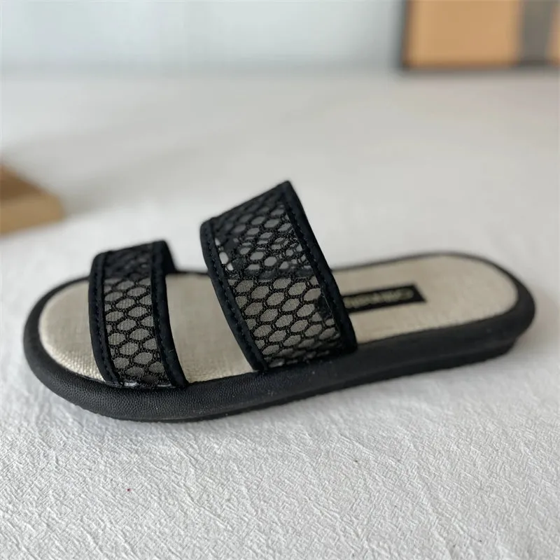 Women Summer Linen One-Strap Open-Toe Flat Slippers